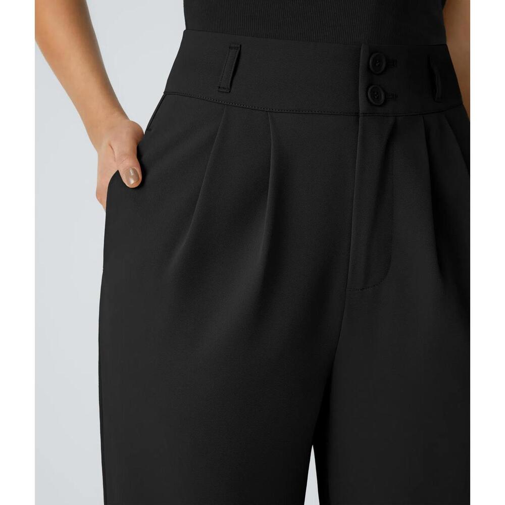 NWT Halara High Waisted Pocket Shirred Straight Leg Work Pant Black Size XL Tall - Picture 10 of 10